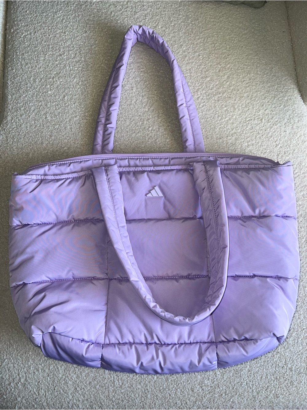 adidas Lavender Quilted Tote Bag - Women's Padded Shoulder Tote